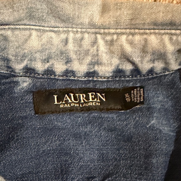 Ralph Lauren Distressed Denim Blue Shirt XL women - Picture 2 of 2